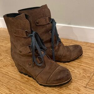 Sorel Brown Lace-Up Ankle Boots